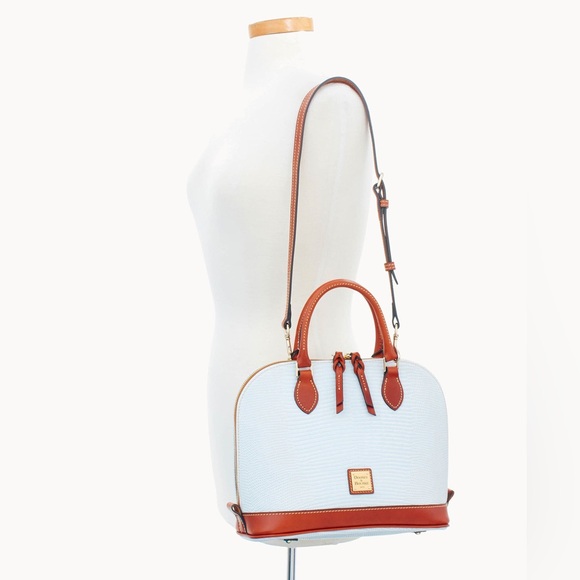 Dooney & Bourke Pebble Grain Leather Zip Zip Satchel Bag Purse Glacier Blue EUC - Picture 10 of 12